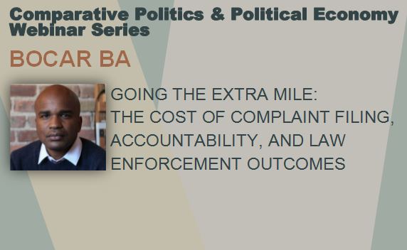 Going the Extra Mile:  The Cost of Complaint Filing, Accountability, and Law Enforcement Outcomes Event Image