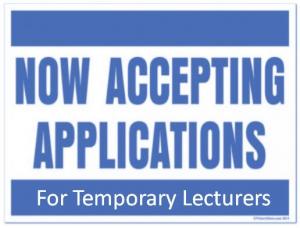 Now Accepting Applications for Temporary Lecturers