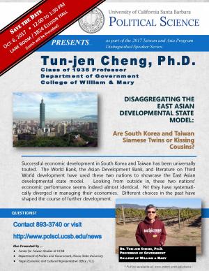Flyer for Cheng Talk on October 6 from 12:00 to 1:30 in the Lane Room (Ellison Hall)