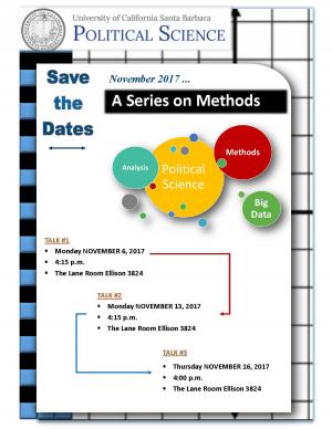 Methods Series Flyer: Nov 6 at 4:15, Nov 13 at 4:15, Nov 16 at 4:00, Ellison 3824